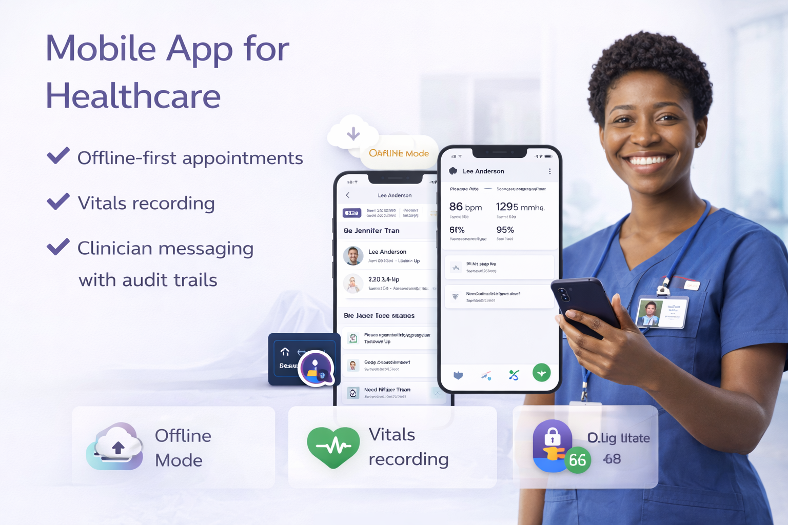 Healthcare professional using the mobile health app