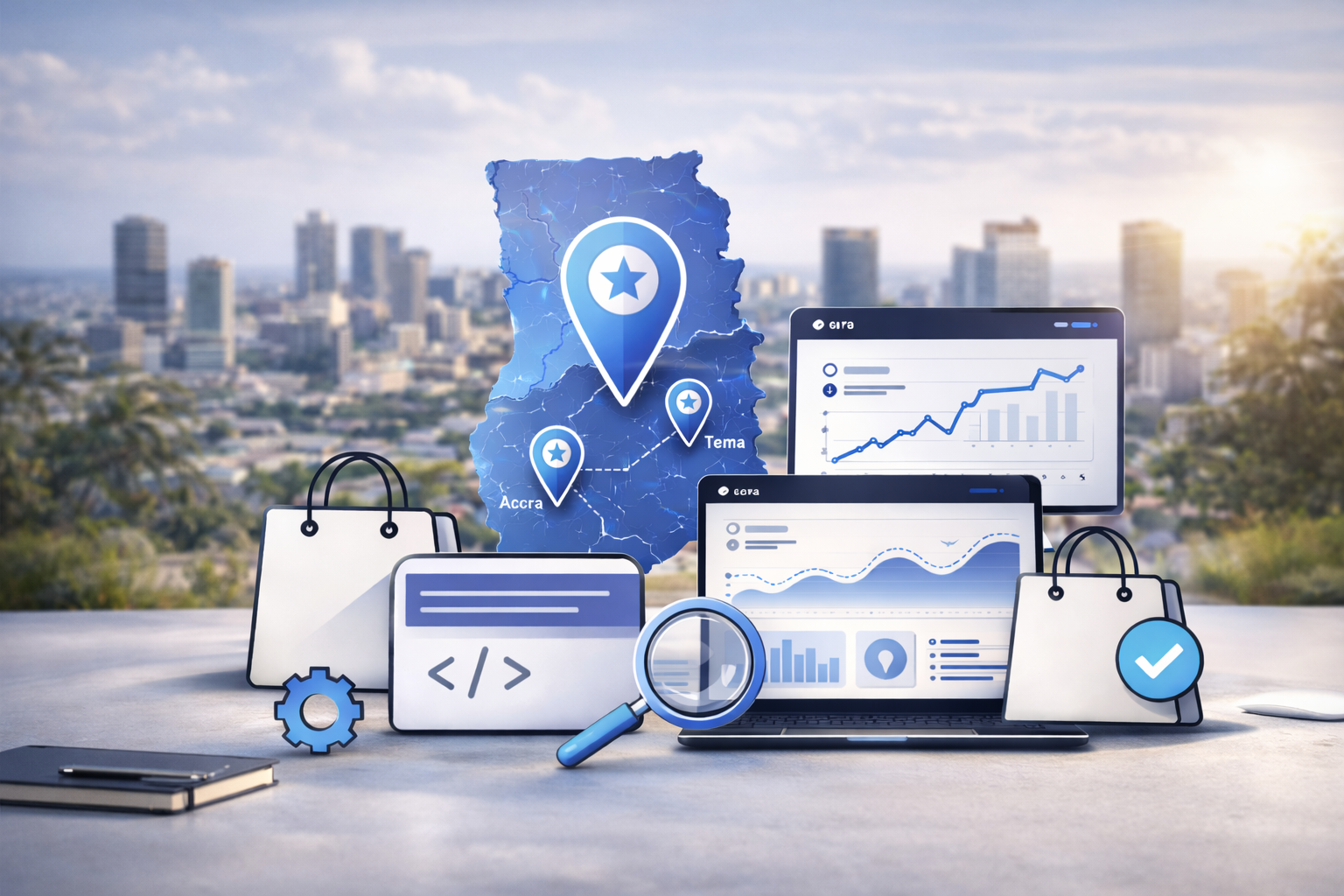 Location pins on map for local SEO