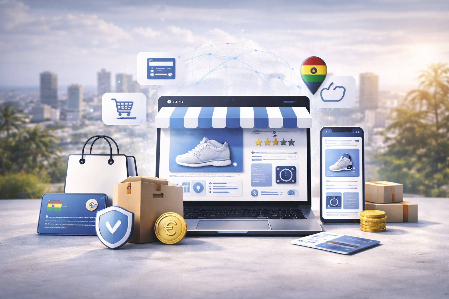 Shopper using mobile money to checkout online