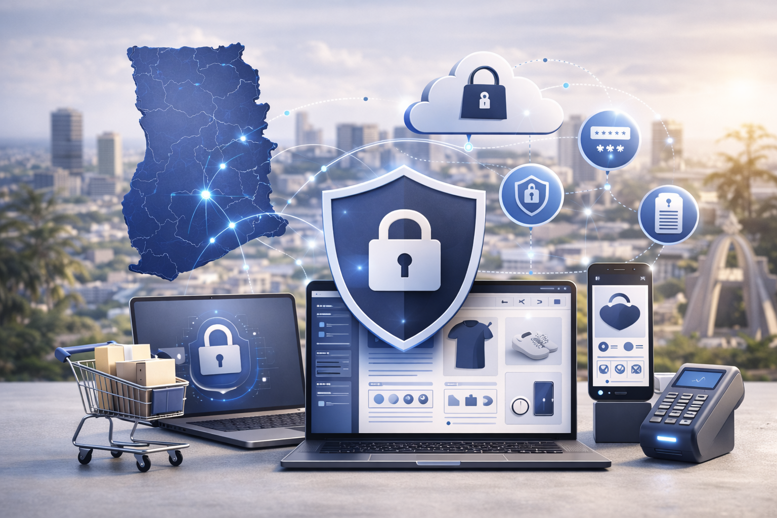 Cybersecurity lock icon on screen